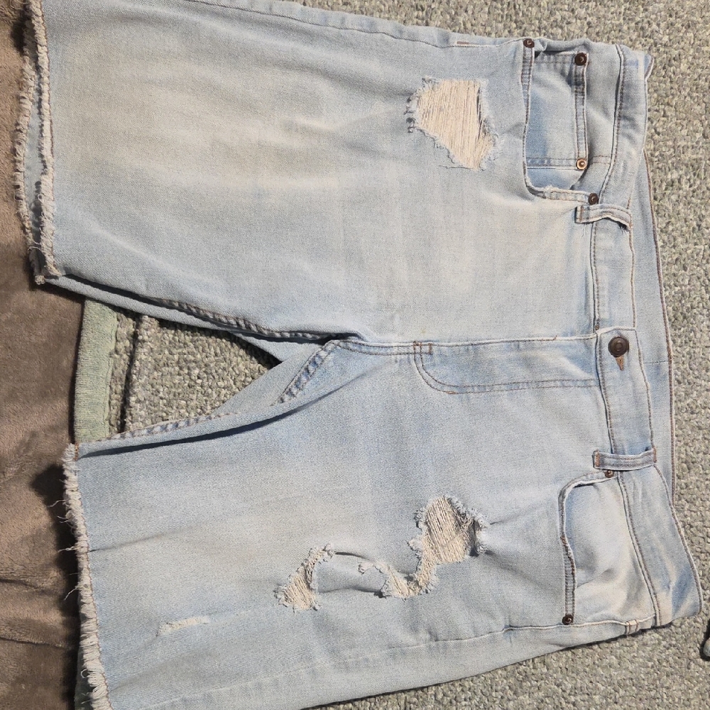 George Light Blue Distressed Jean Shorts